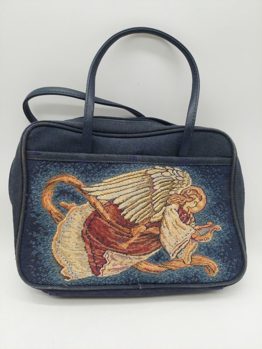Zondervan Angel Harp Tapestry Bible Book Cover Zip Case Tote Blue